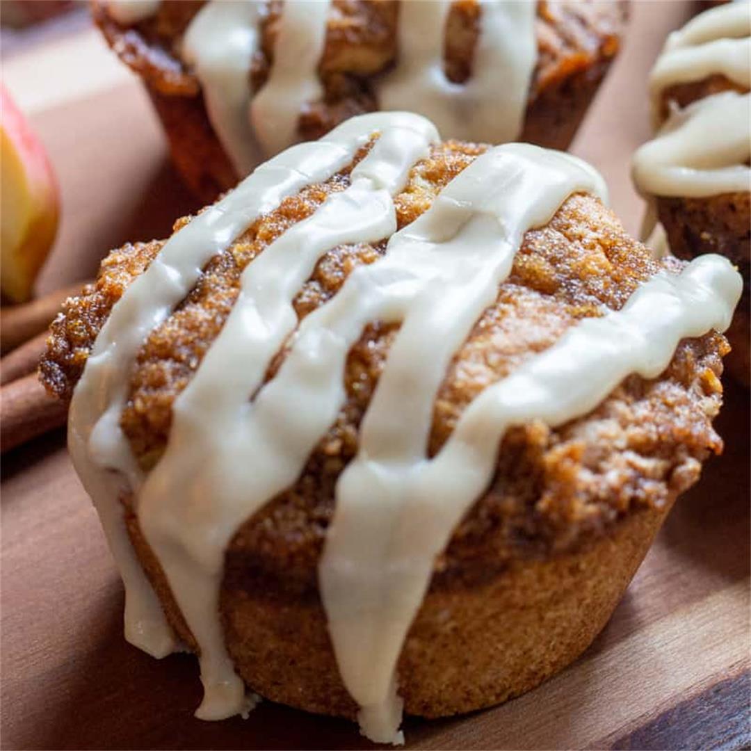 Apple-Oatmeal Streusel Muffins with Maple Icing