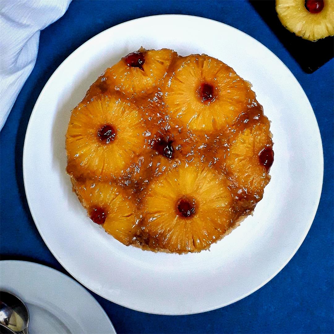 Eggless Pineapple Upside Down Cake
