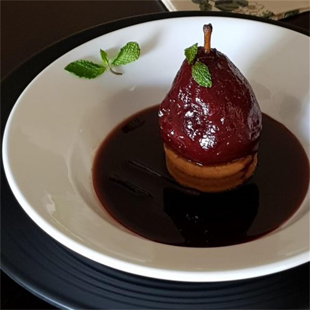 Poached Pears in Red Wine