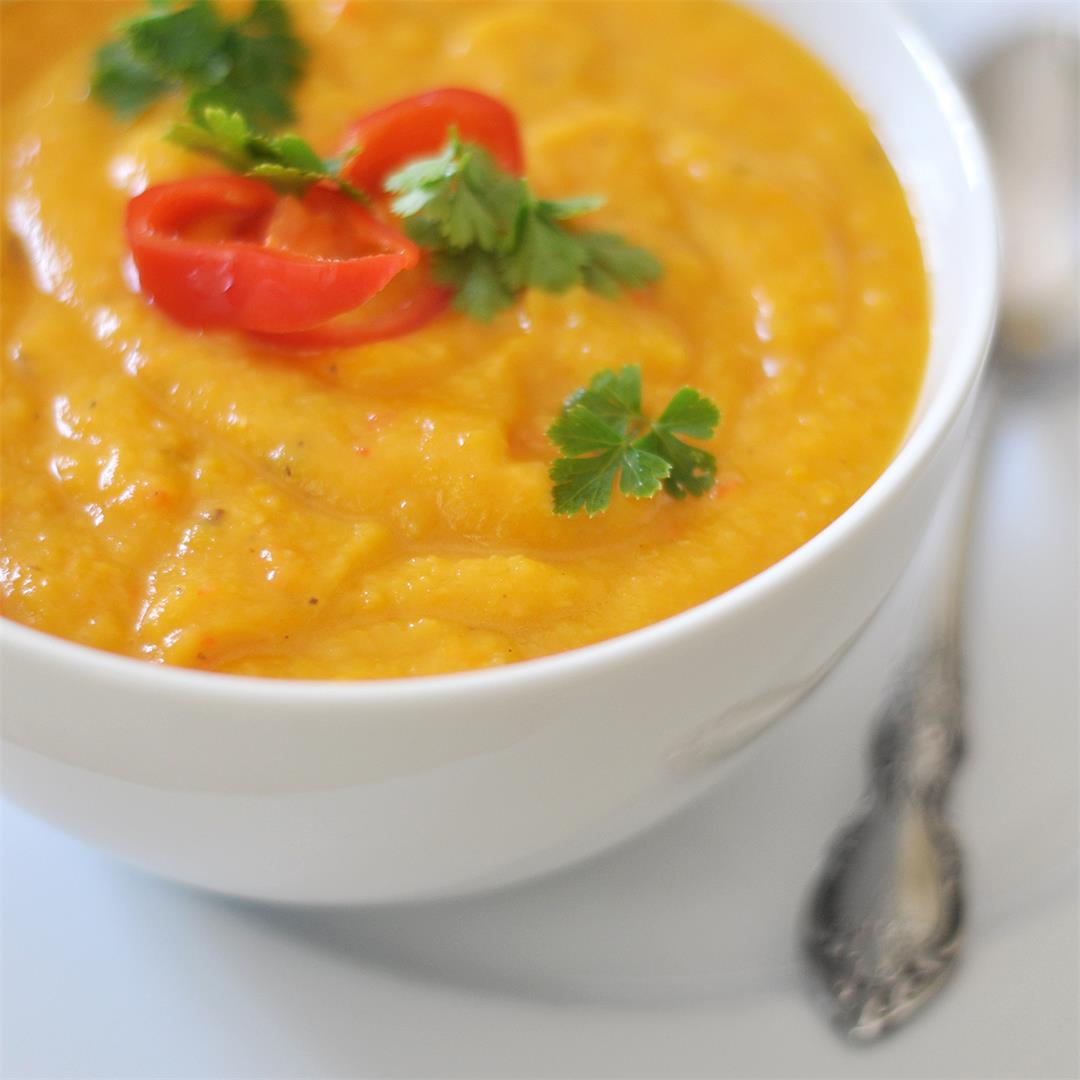 Butternut Squash Soup with Pickled Peppers