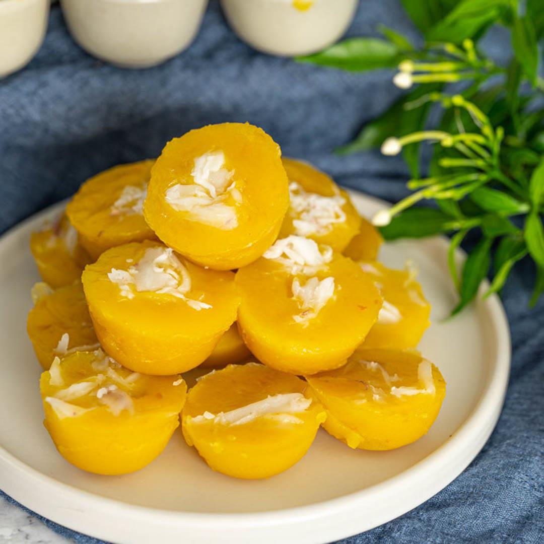 Steamed Pumpkin Cake Recipe (Khanom Fak Thong)