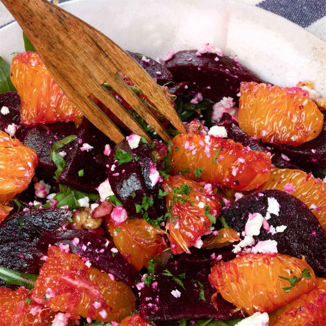 Healthy Beetroot and Feta Cheese Salad with Fresh Orange Recipe