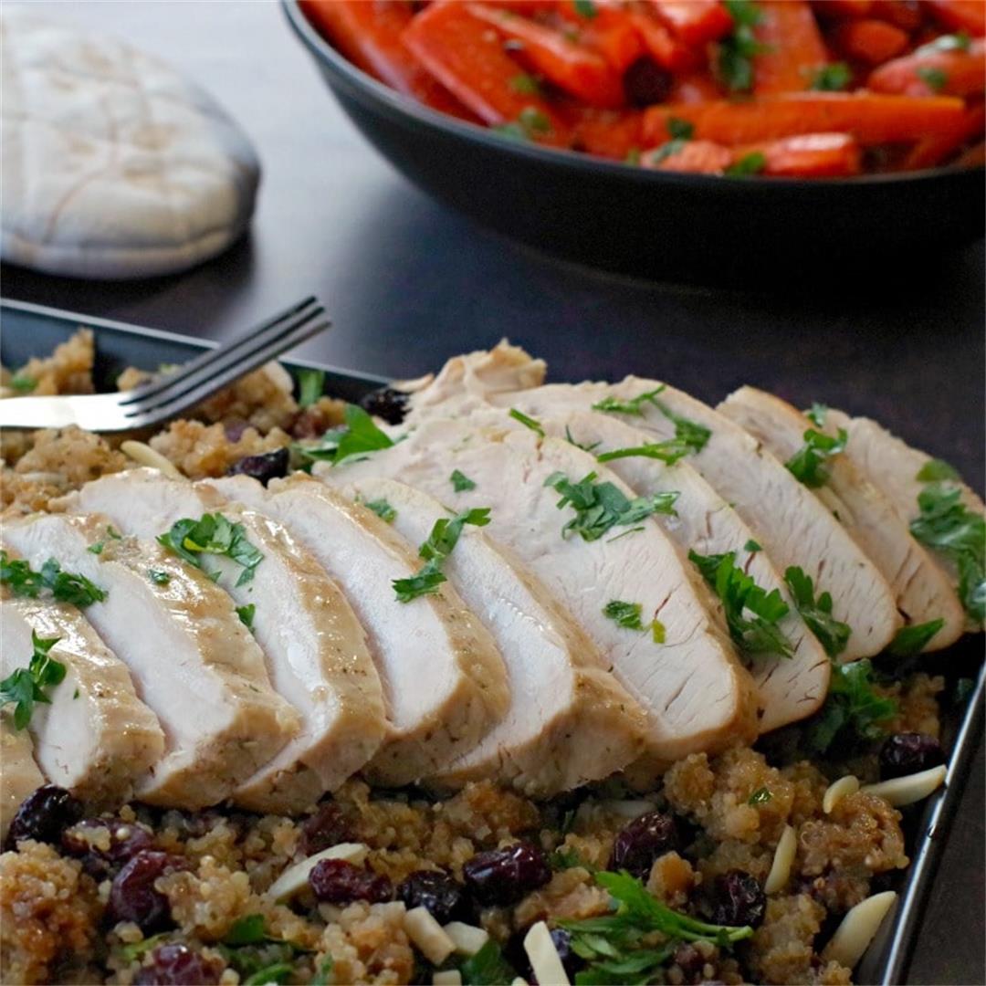 Slow Cooker Turkey with Cranberry Quinoa Dressing