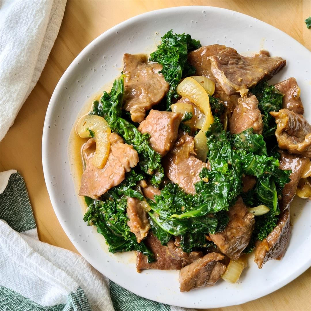 Ginger beef and kale