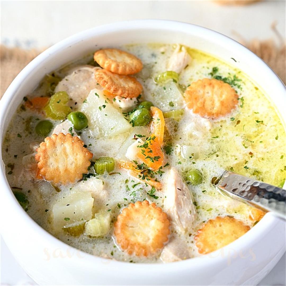 How to make creamy chicken pot pie soup