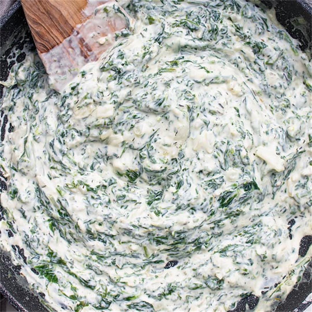 Creamed spinach with cream cheese.