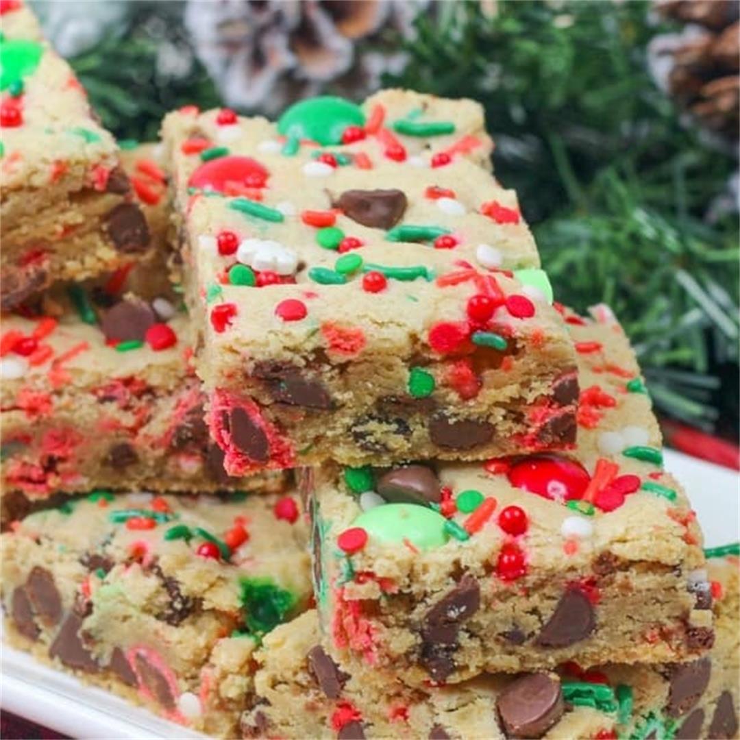Christmas Cookie Bars with M&M's