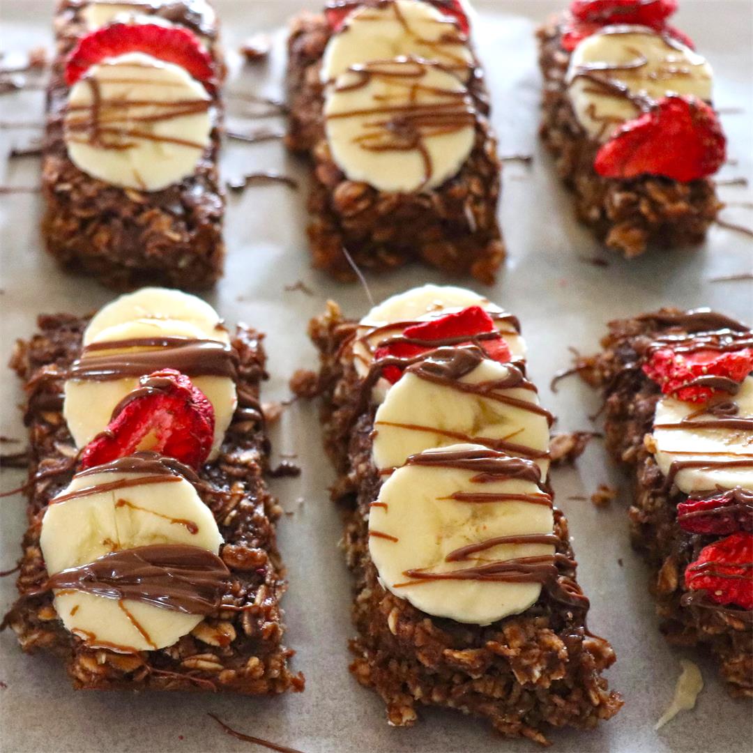 Baked Oatmeal Bars with Banana's and Nutella