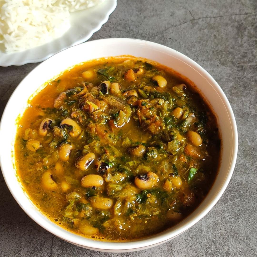 Black eyed peas curry with spinach