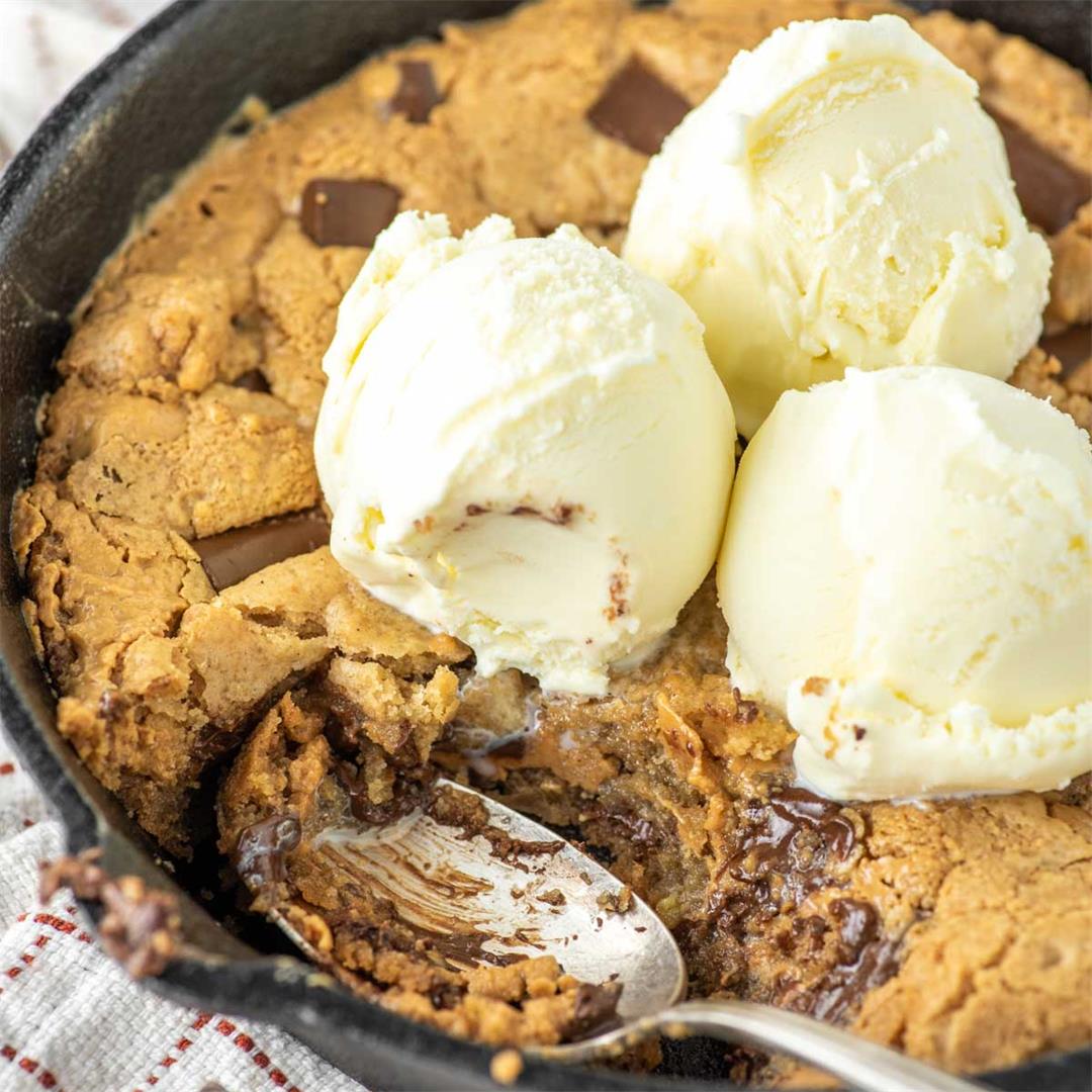 Chocolate Chip Peanut Butter Skillet Cookie