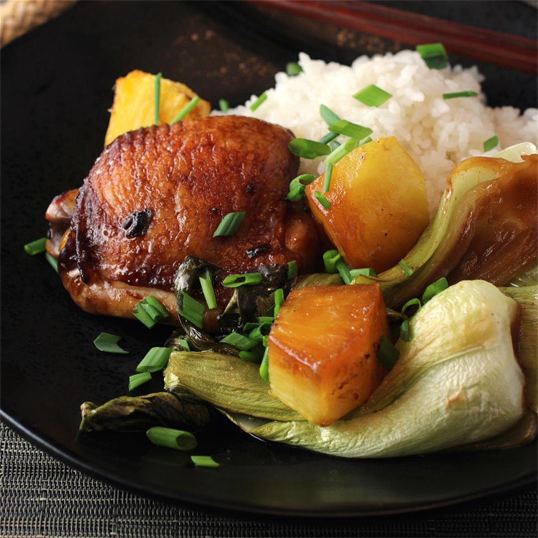 Sheet Pan Soy Sauce Chicken with Pineapple and Bok Choy