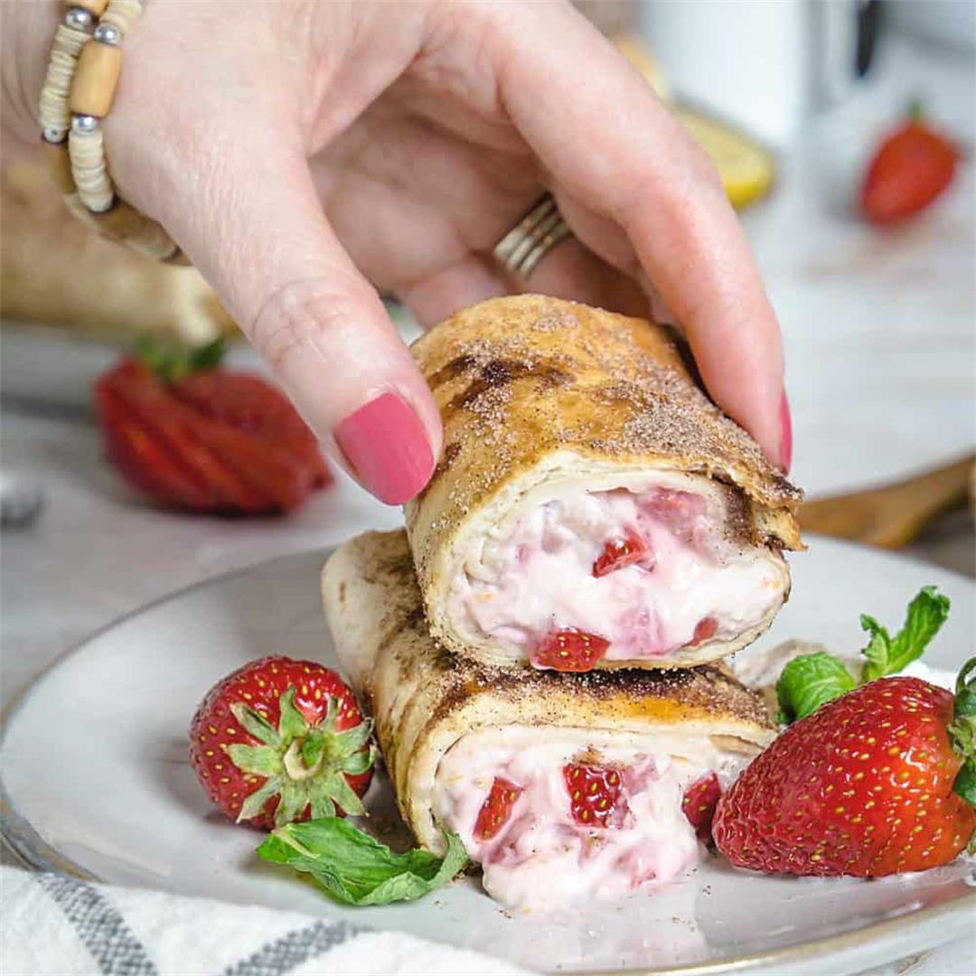 Air Fryer Easy Mexican Strawberry Cheesecake Chimichangas
