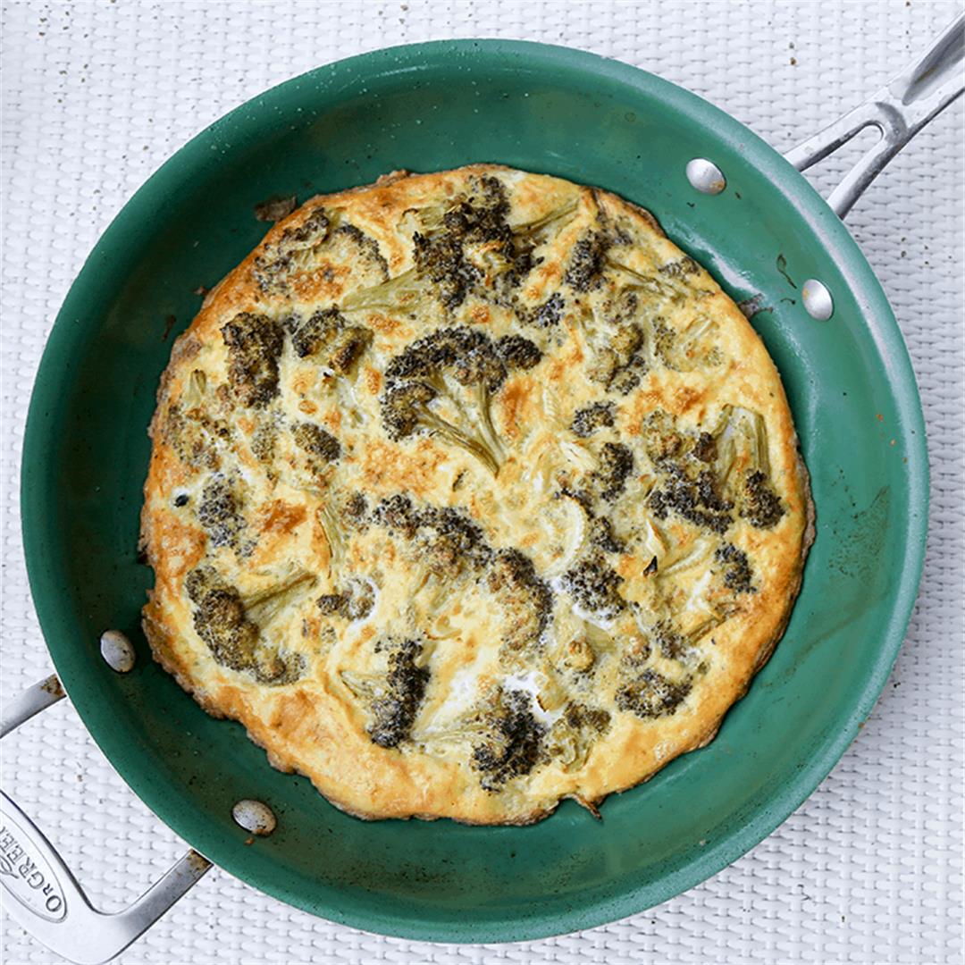 Broccoli And Celery Frittata With A Warm Salad