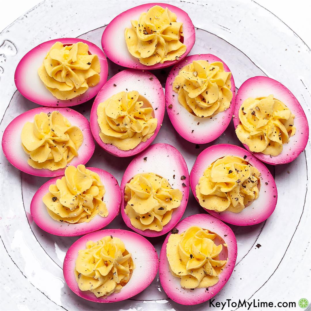 Beet-Pickled Deviled Eggs {Beet-Dyed Eggs}
