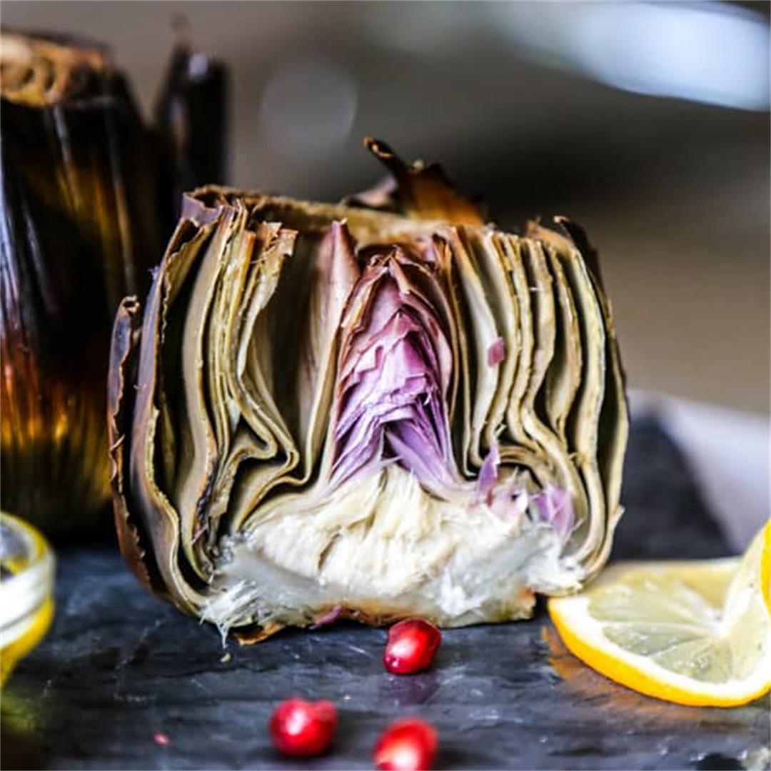 Roasted Artichoke Recipe Stuffed with Garlic and Sage