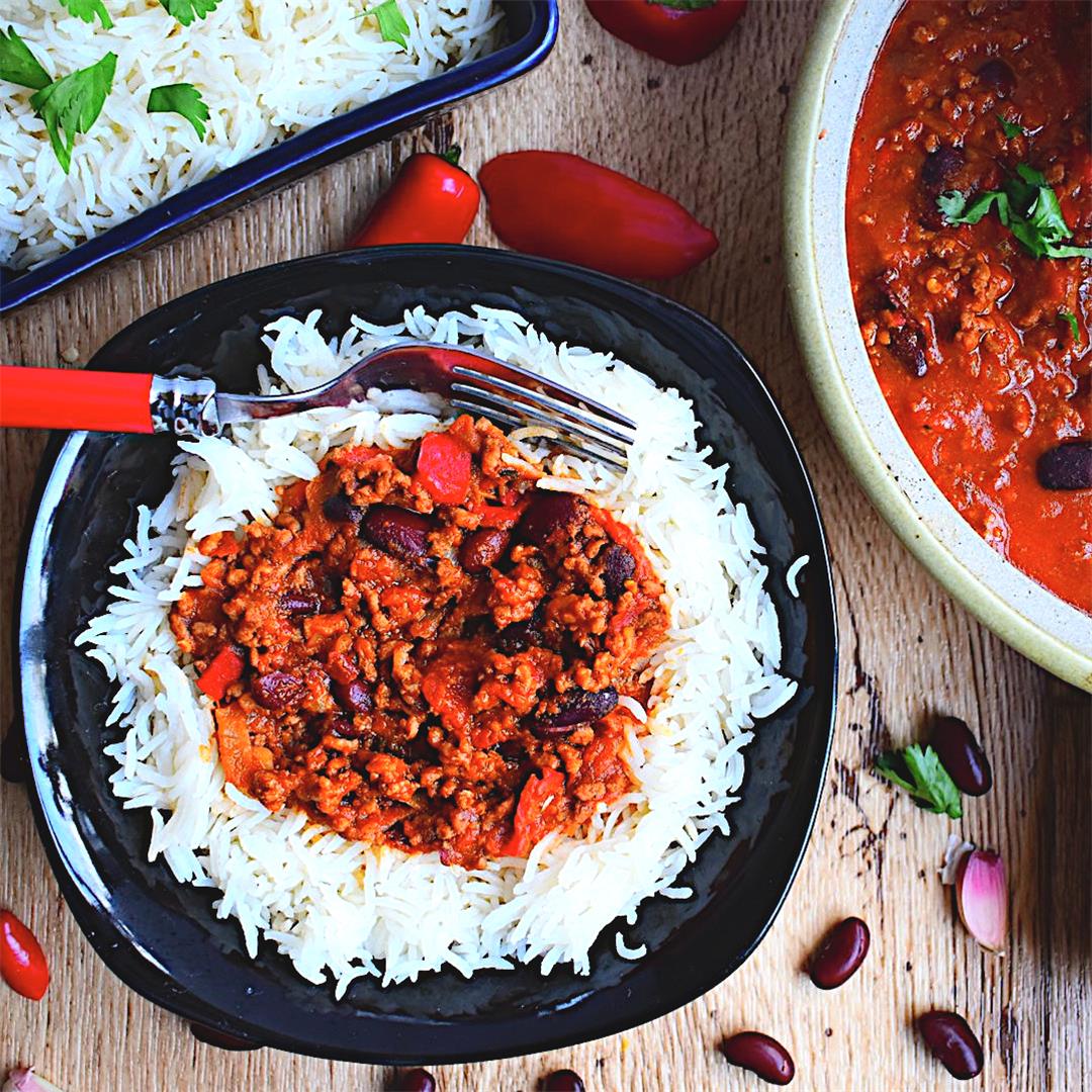 Easy Beef Chilli Con Carne and Rice