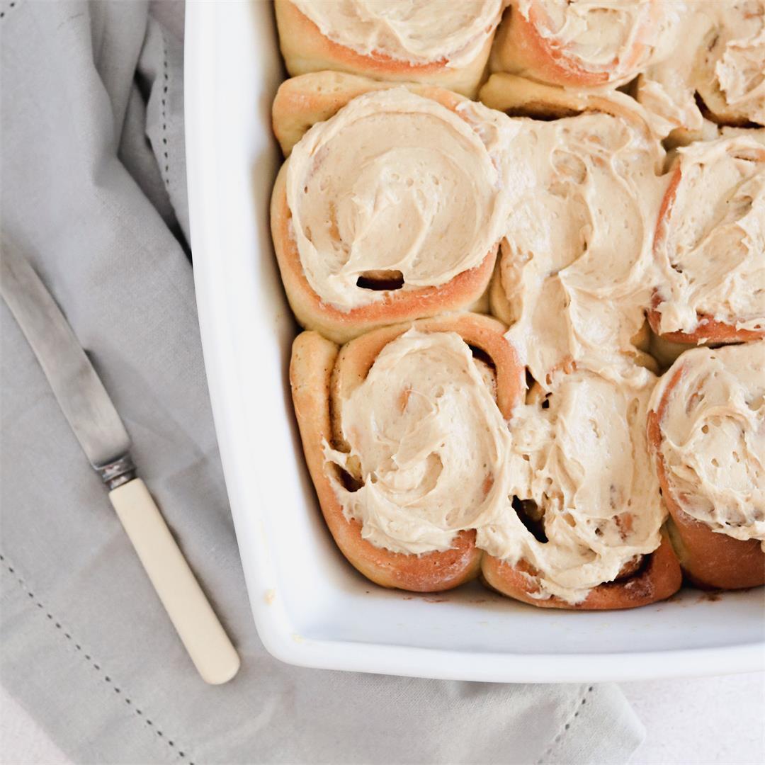 Apple buns with caramel cream cheese icing