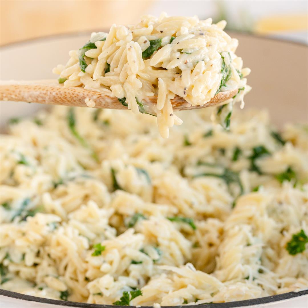 Spinach Orzo Pasta with Parmesan