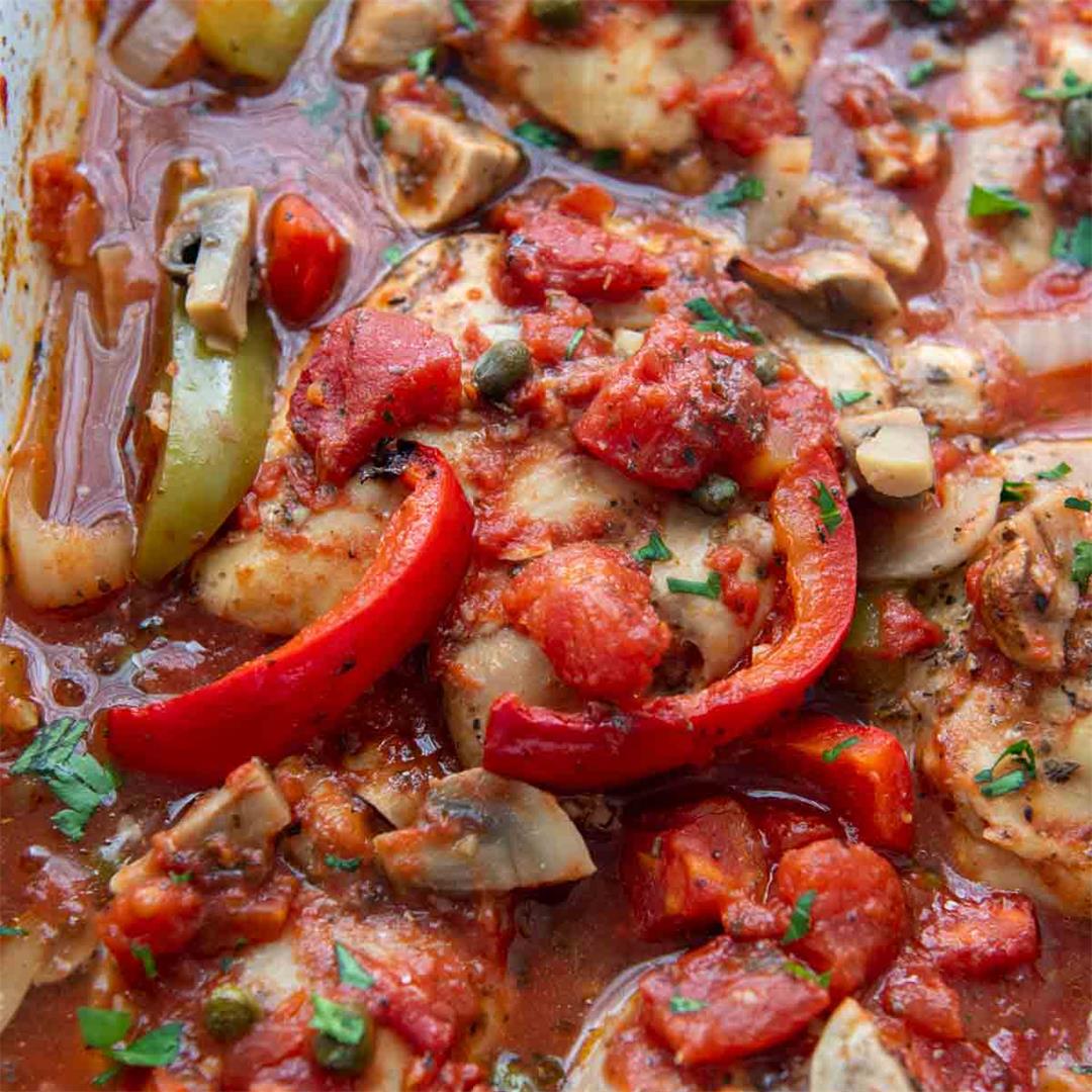 Oven Baked Chicken Cacciatore