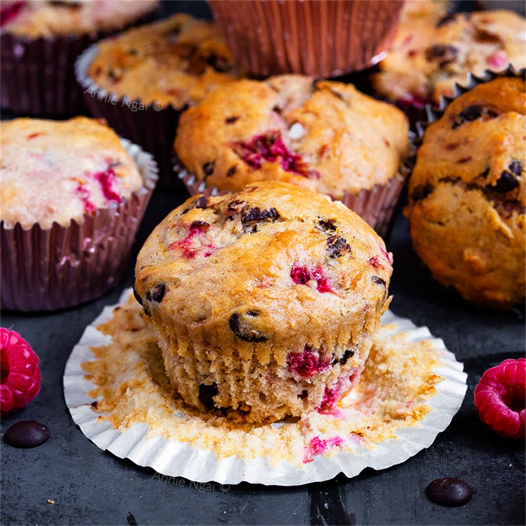 Raspberry Dark Chocolate Muffins {Vegan}