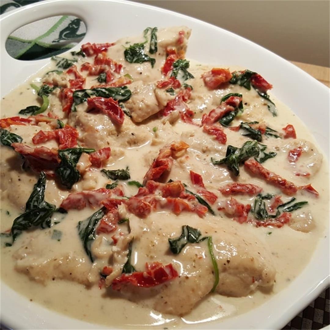 Instant Pot Creamy Tuscan Garlic Chicken Keto and Low Carb.