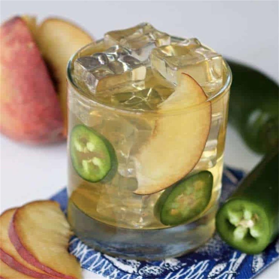 Spicy Peach Bourbon Smash Cocktail