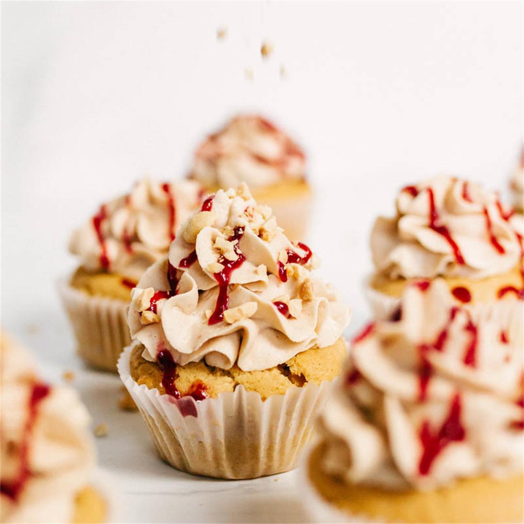 The BEST Peanut Butter and Jelly Cupcakes