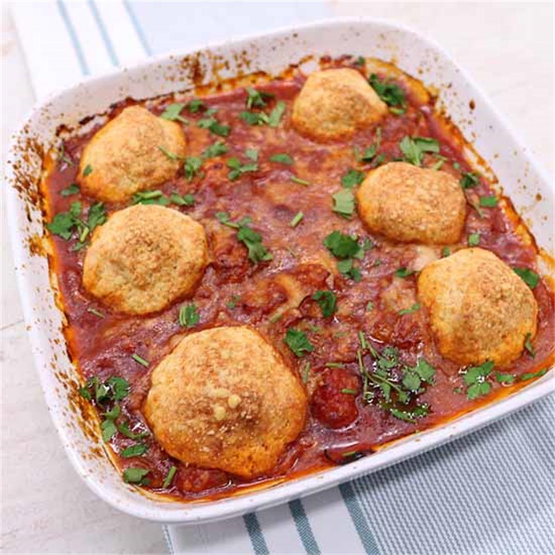 Chicken Arrabbiata Stew and Parmesan Dumplings
