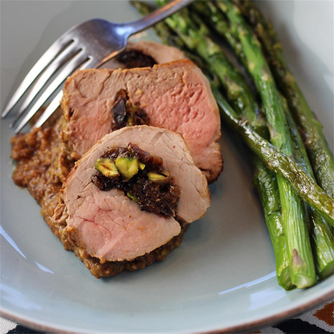 Pork tenderloin stuffed with pistachios and dried plums
