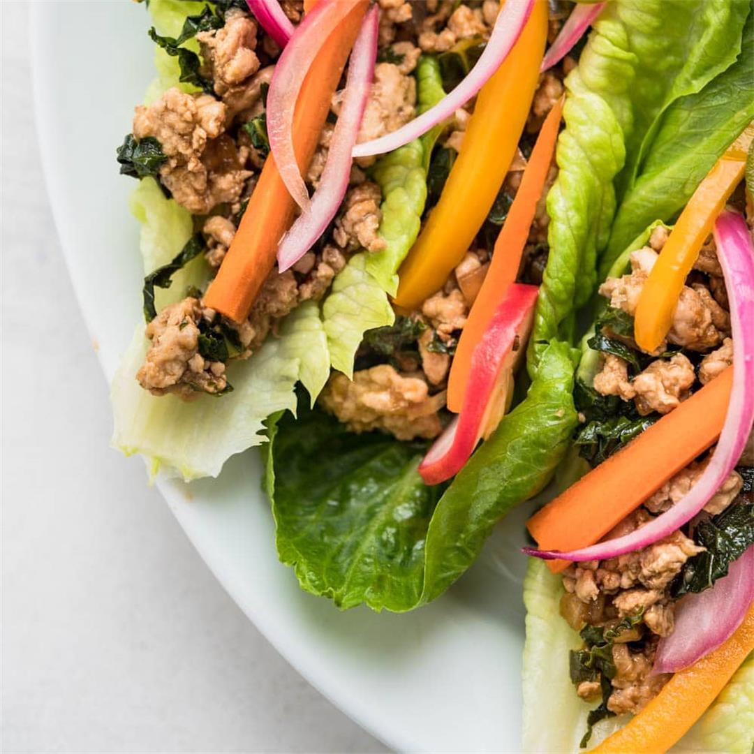 Asian Turkey Lettuce Wraps with Quick Pickled Veggies