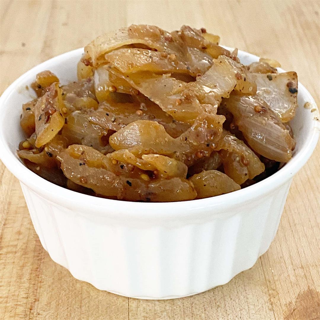 Quick Caramelized Onions (with Beer & Mustard)