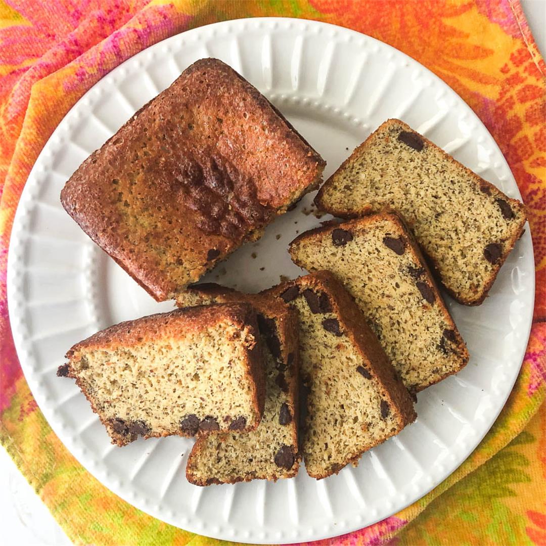 Keto Protein Powder Banana Bread with Chocolate Chips