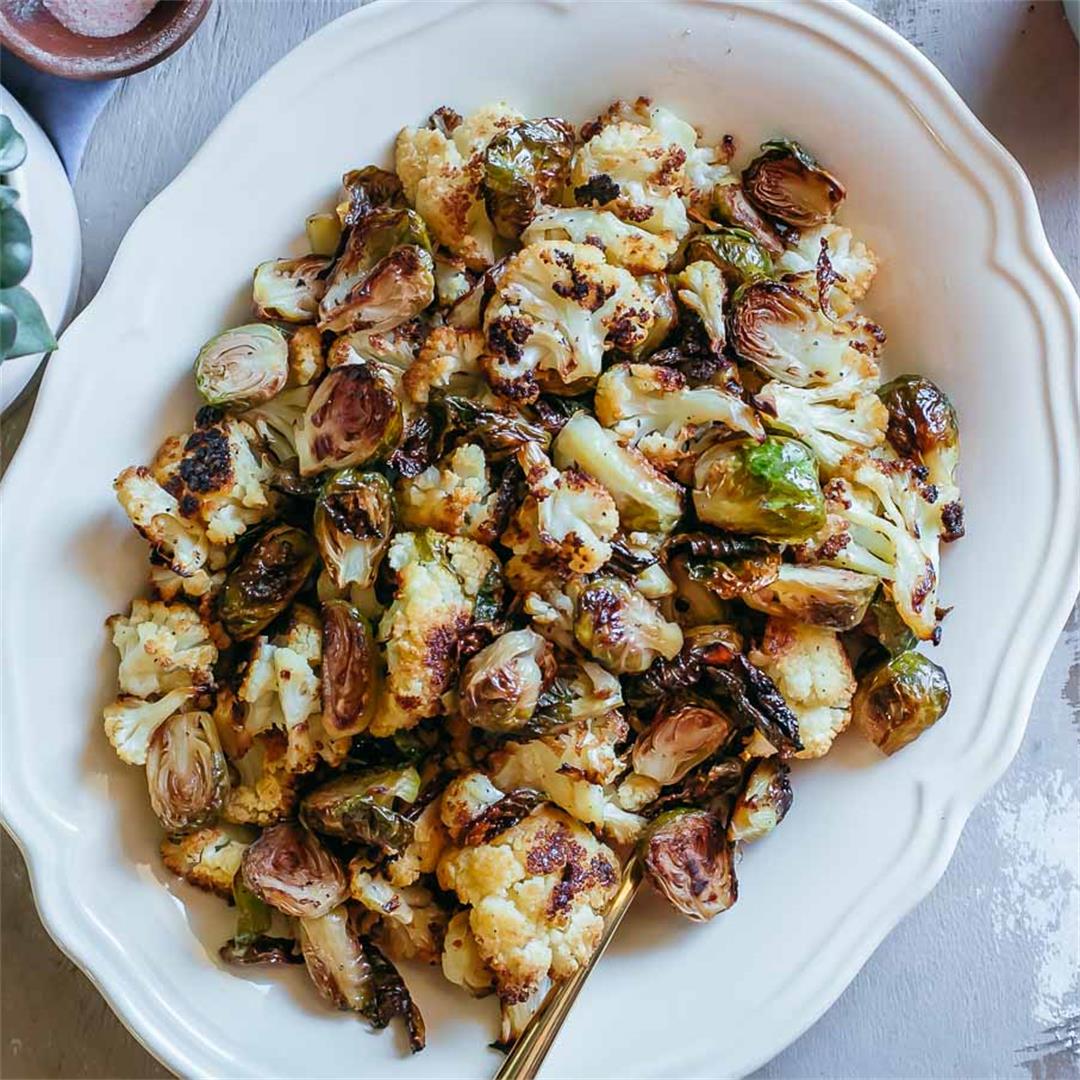 Roasted Brussels Sprouts and Cauliflower
