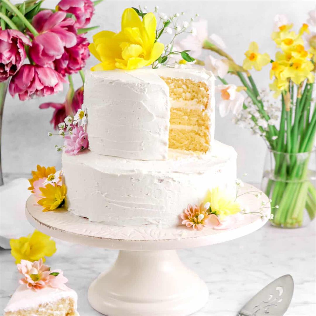 Vegan Almond Layer Cake with Almond Buttercream Frosting