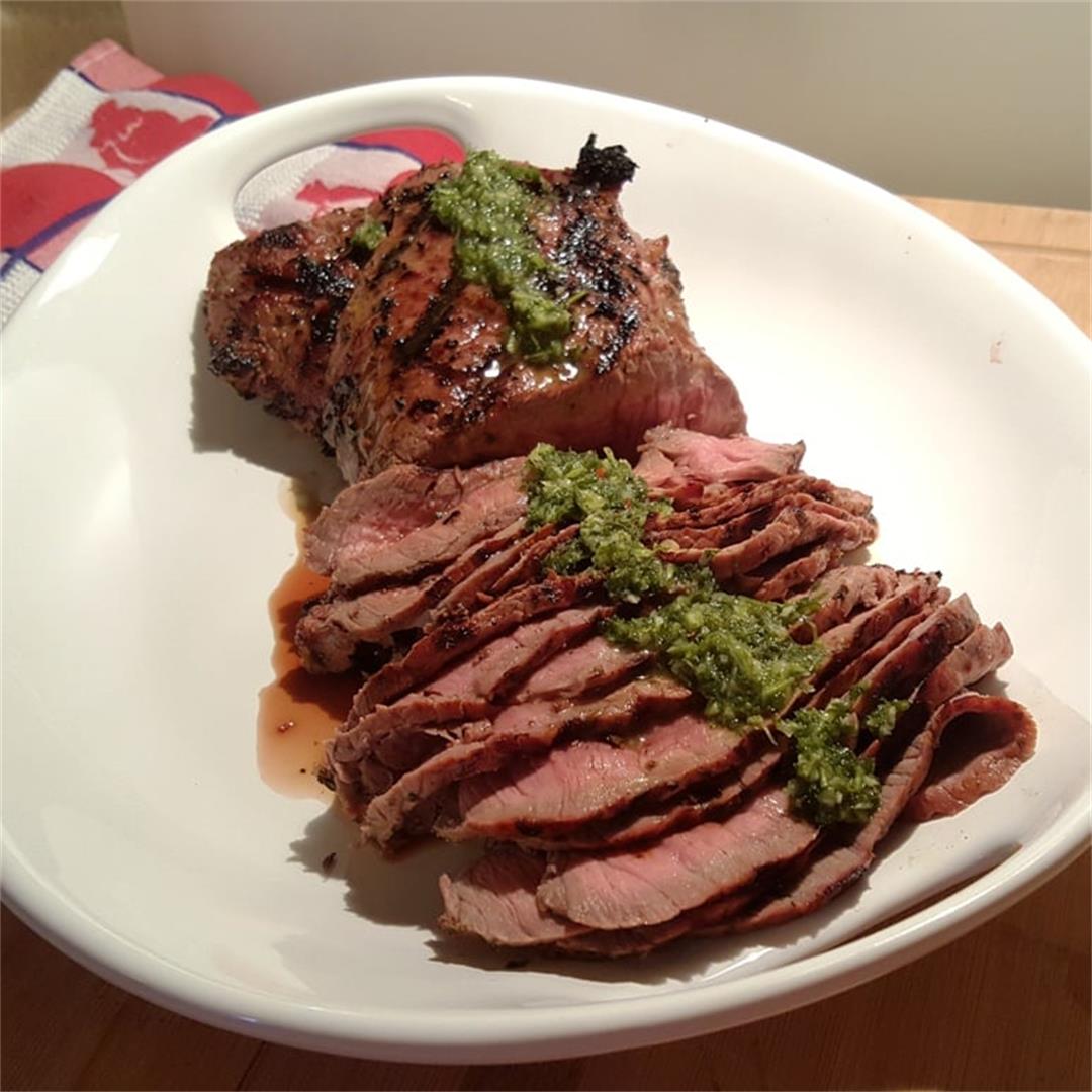 Grilled London Broil w/Chimichurri Sauce