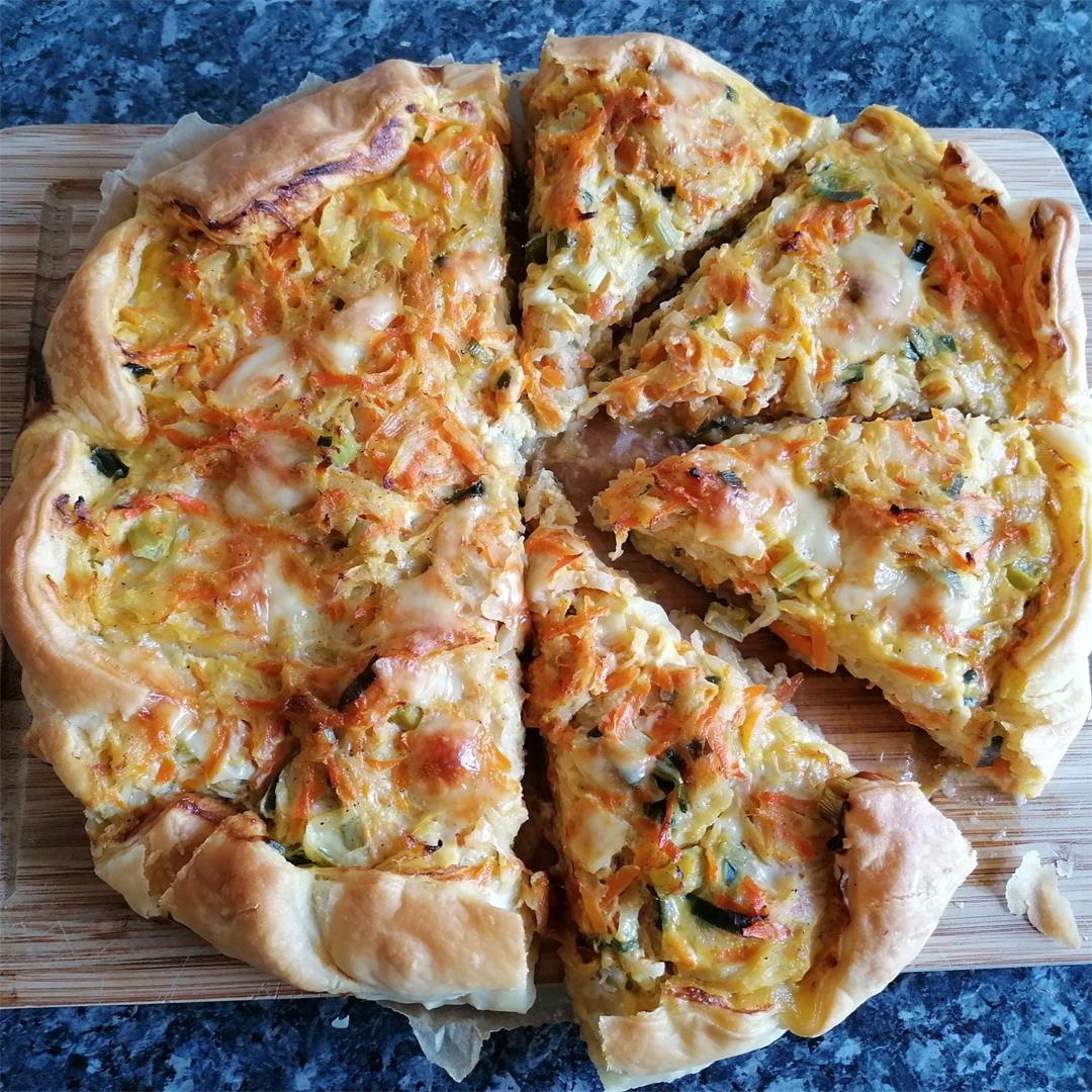 Carrot Kohlrabi Quiche With Puff Pastry