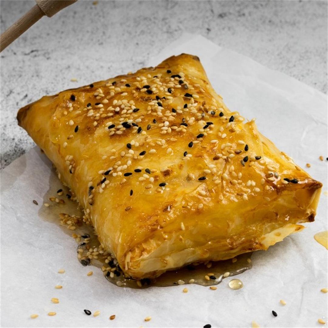 Baked Feta in Filo with Honey and Sesame