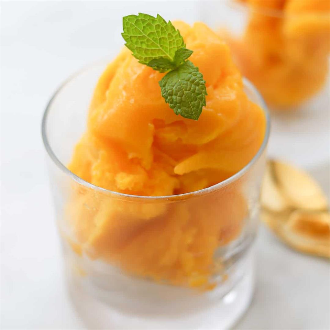 Healthy Homemade Mango Sorbet (With Ice Cream Maker)