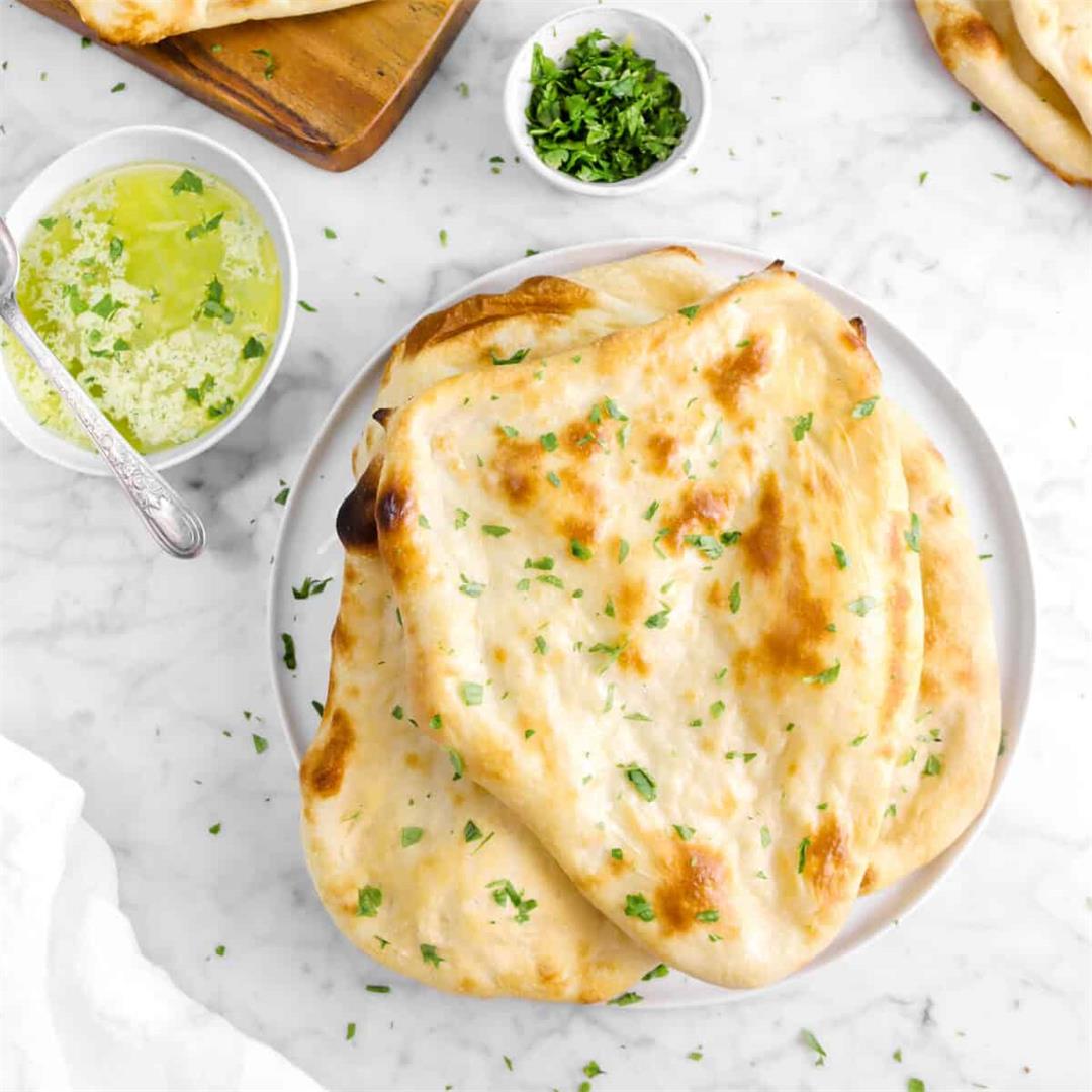 Homemade Naan with Roasted Garlic Herb Butter