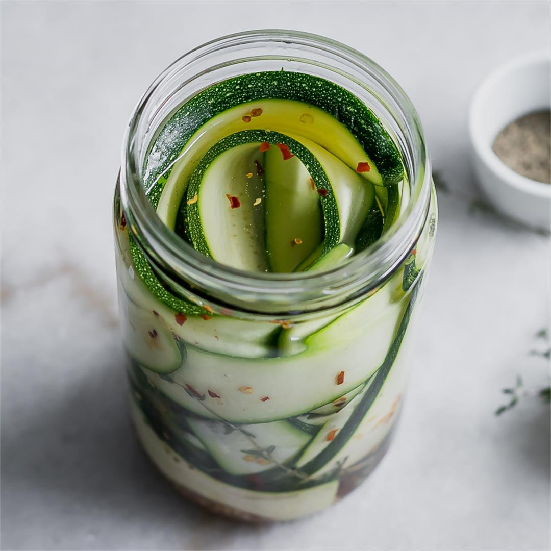 Refrigerator Pickled Zucchini Ribbons