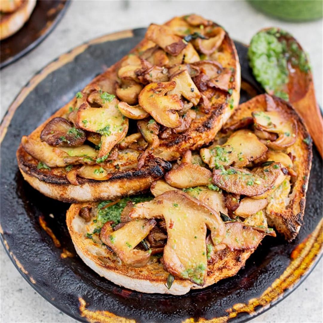 St. George’s mushroom on toast wild garlic pesto