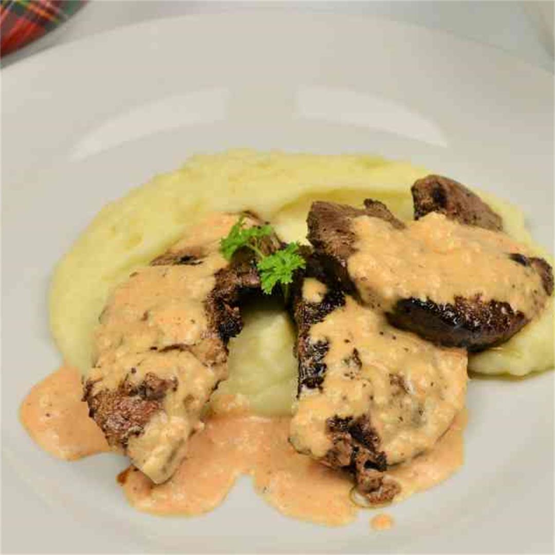Easy Fried Pork Liver Recipe-With Garlic And Mashed Potatoes