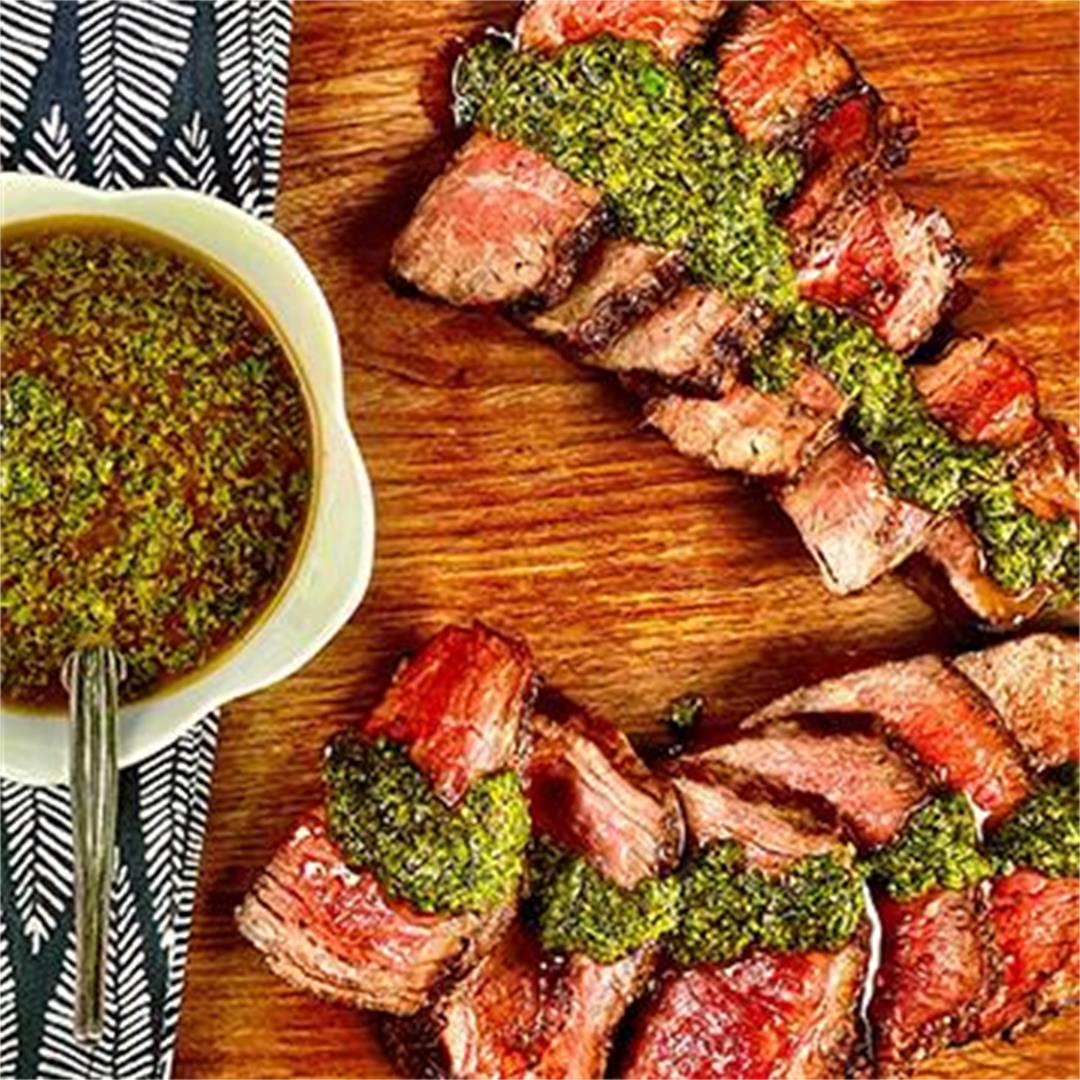 Grilled Wagyu Filet Mignon with Charmoula Sauce