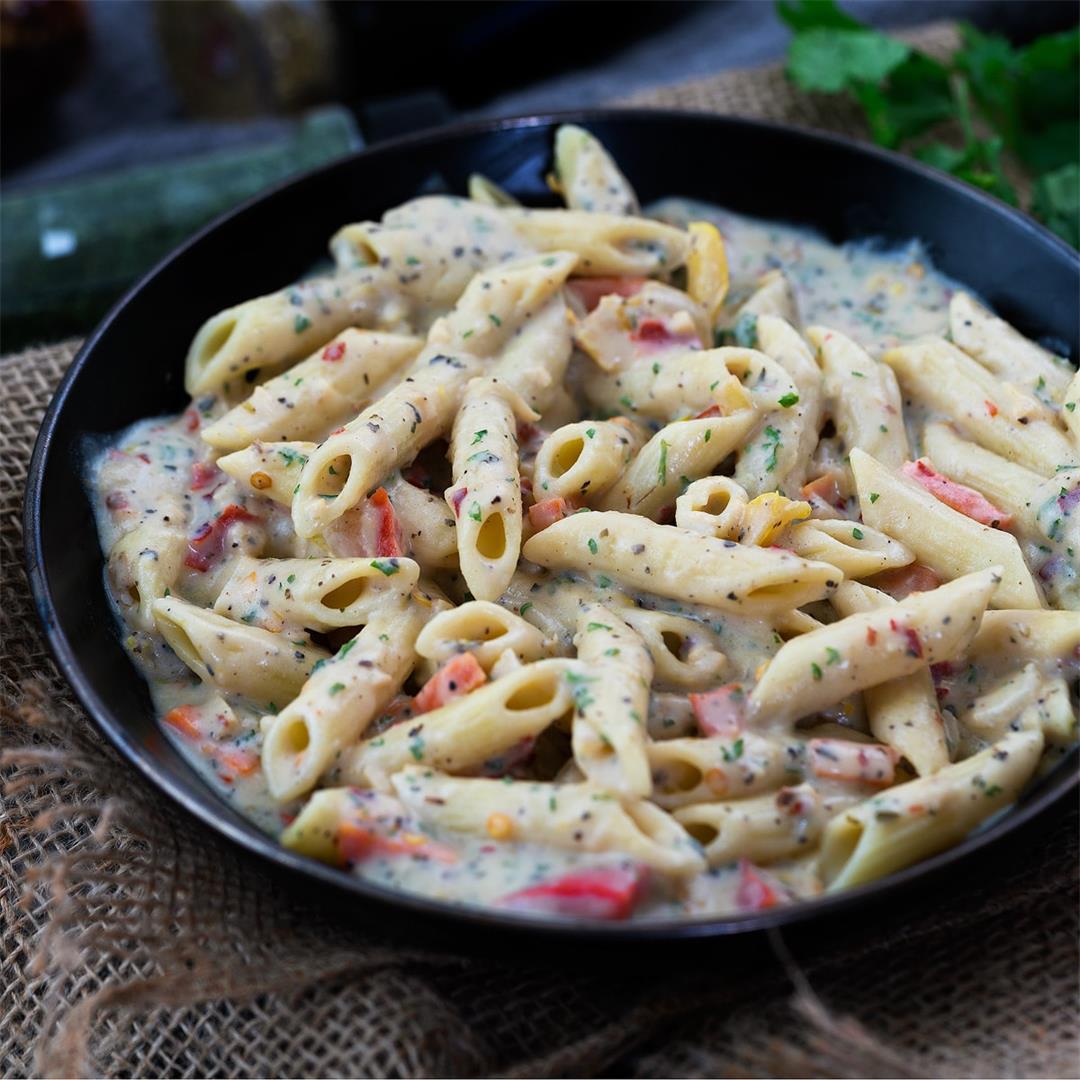 White Sauce Pasta Recipe with Penne Pasta