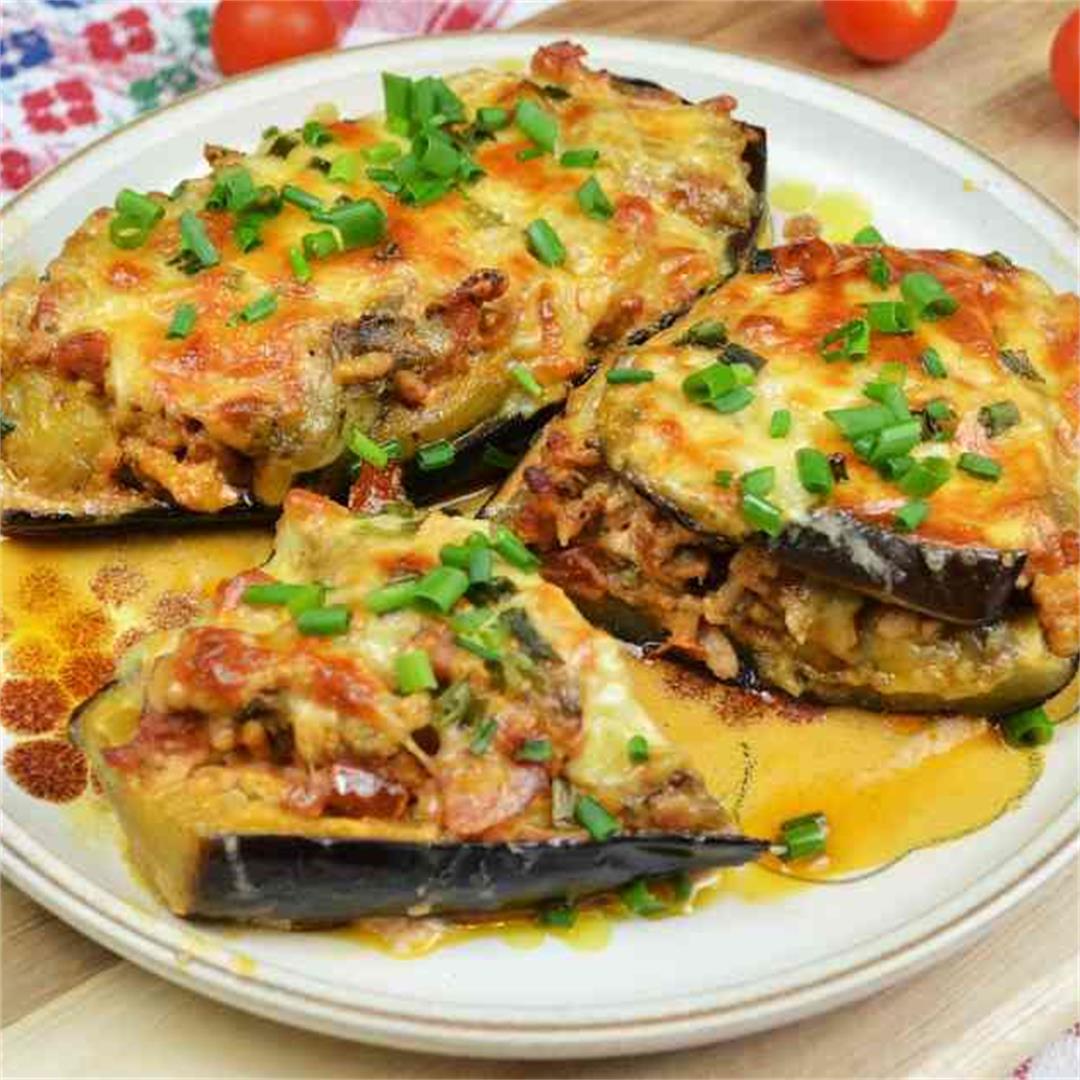 Best Stuffed Aubergines Recipe-With Mince And Bacon