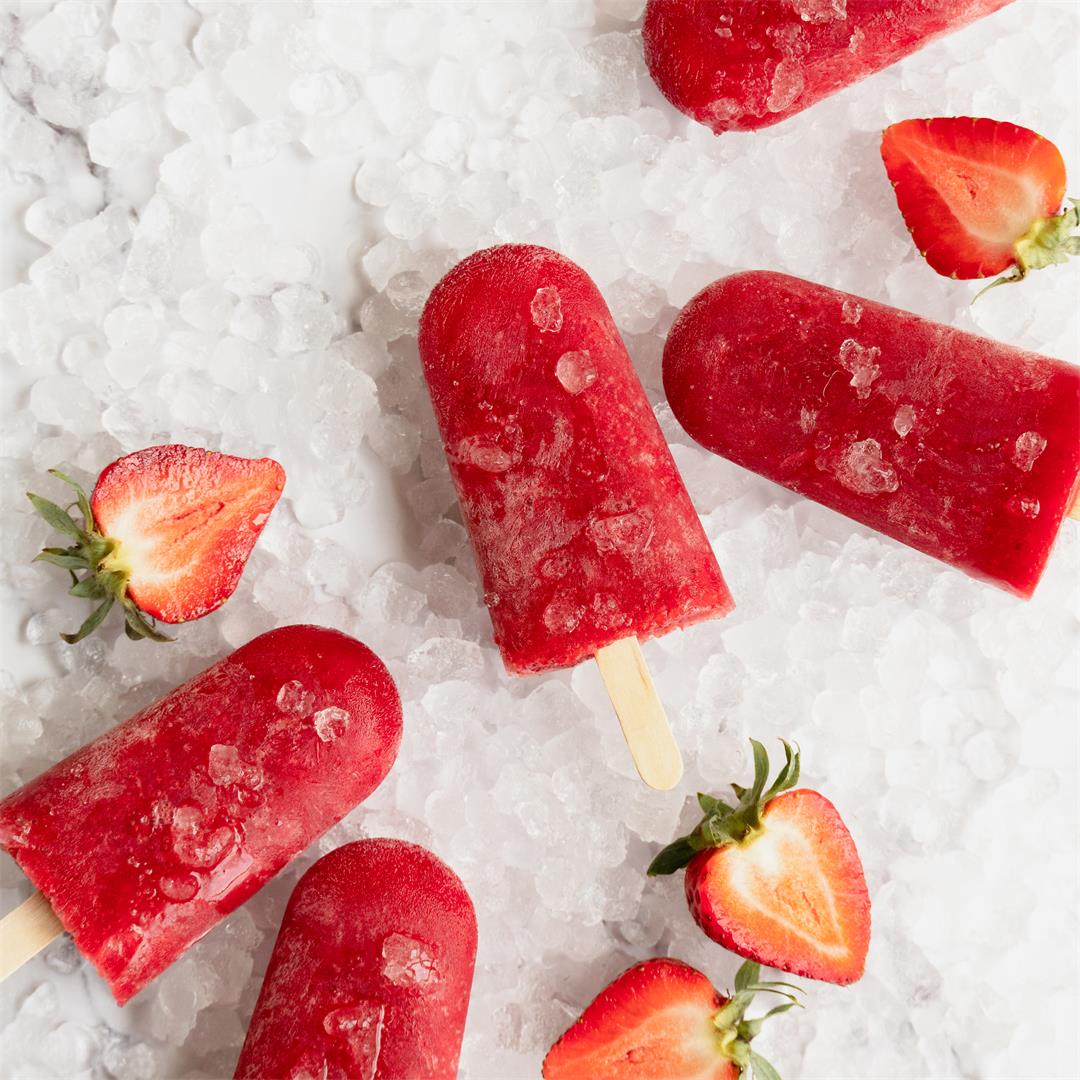 Healthy Strawberry Popsicles
