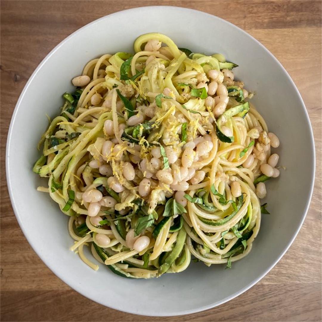 Pasta al Limone with Zucchini and White Beans