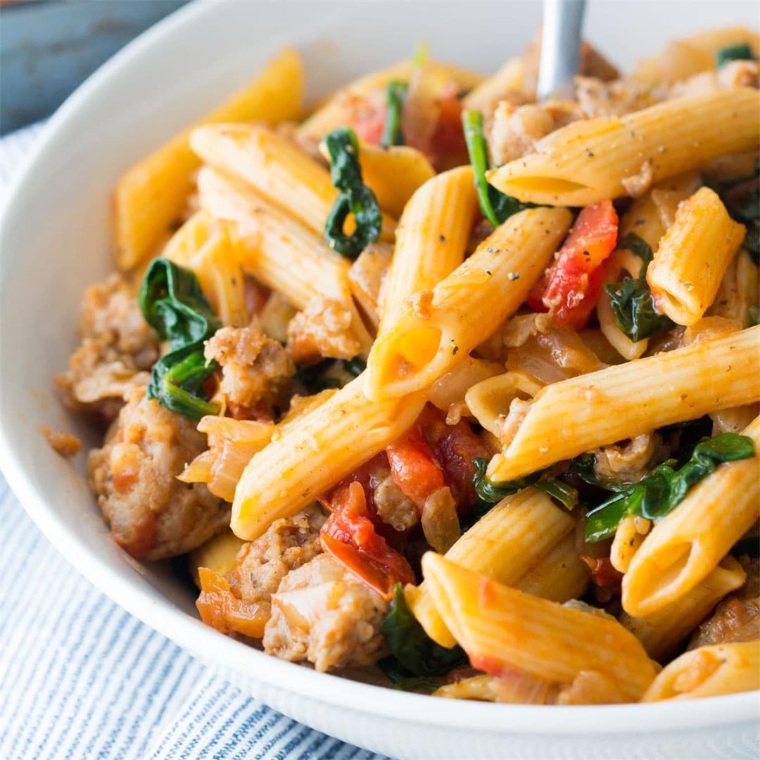 Pasta with Sausage and Spinach