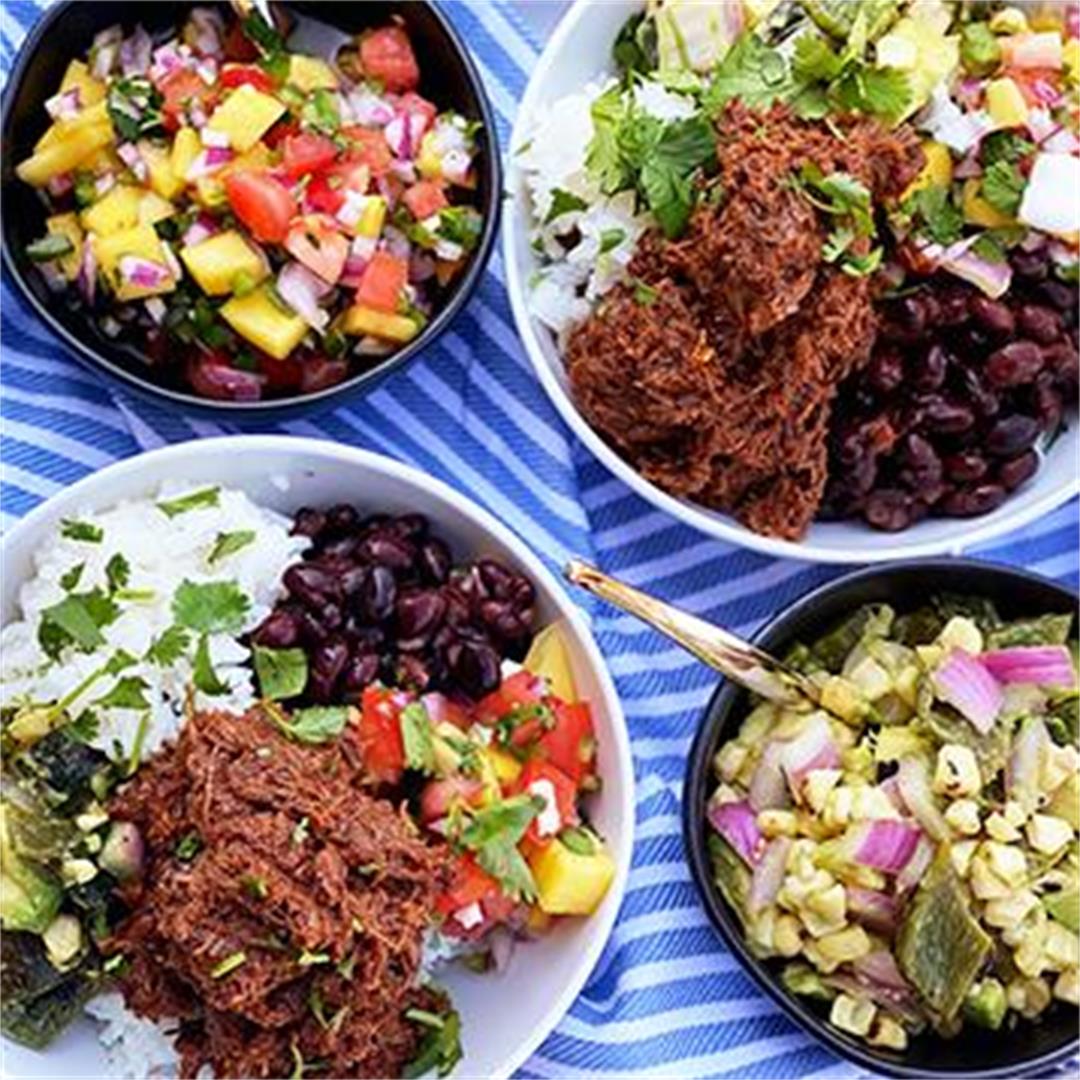 Burrito Bowls with Chipotle-Lime Shredded Wagyu Beef