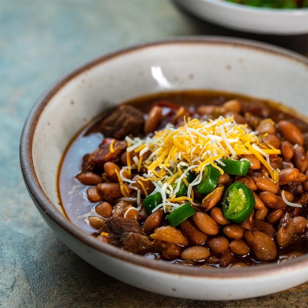 Slow Cooker Pinto Beans with Beef and Bacon